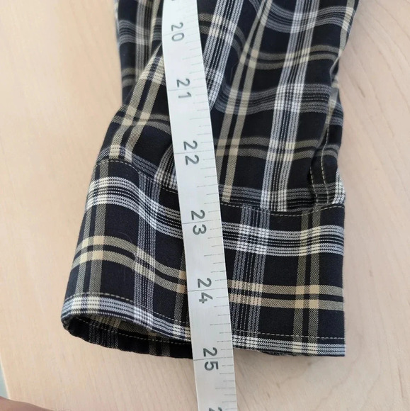 New! EDDIE BAUER black white and  gold plaid shirt - Picture 11 of 11